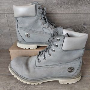 Timberland Boot Women 9 Gray Nubuck Leather 6" Outdoor Hiking 200 Gram Primaloft